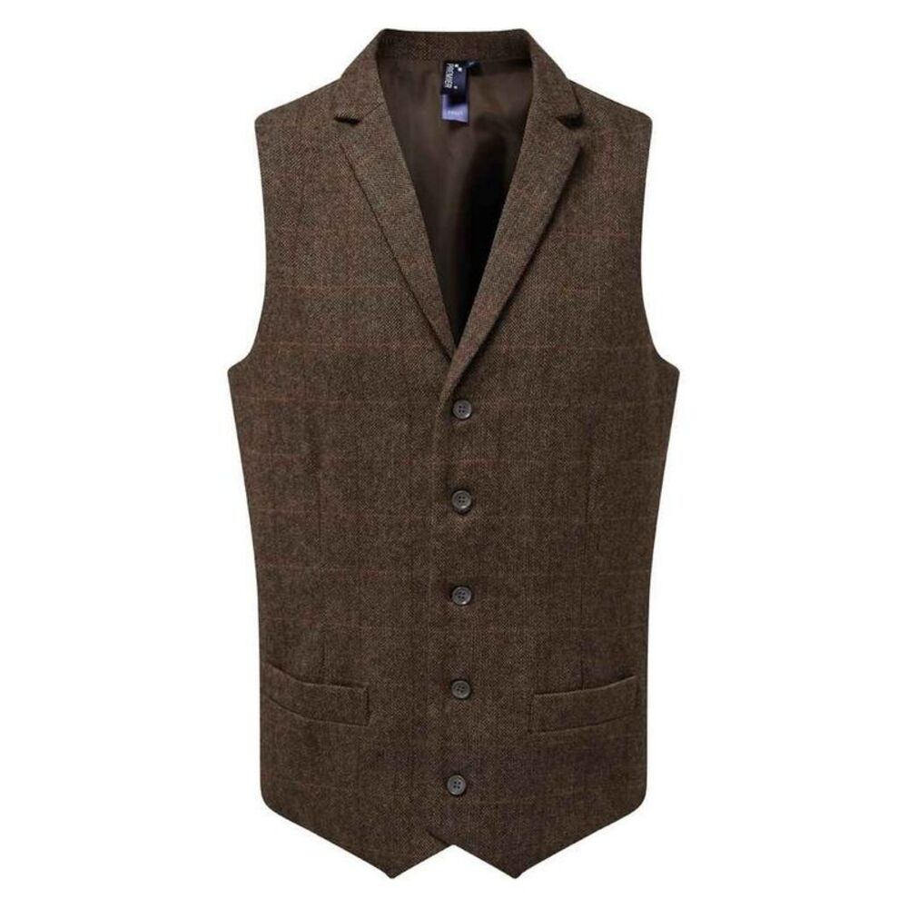 Premier Mens Herringbone Vest / Brown